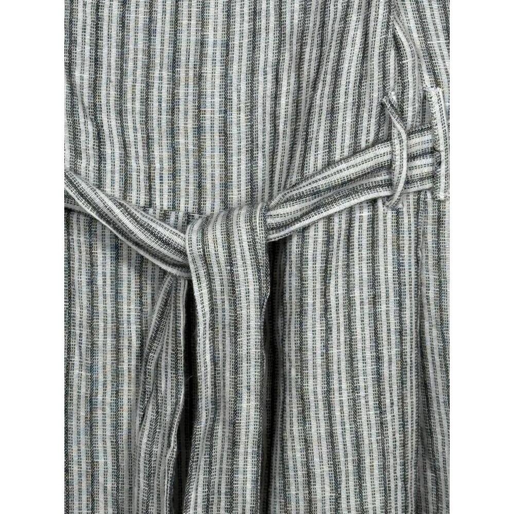 American Eagle Jumpsuit Women Sz XL  Gray White Linen Cotton Belted Lined - Picture 3 of 9
